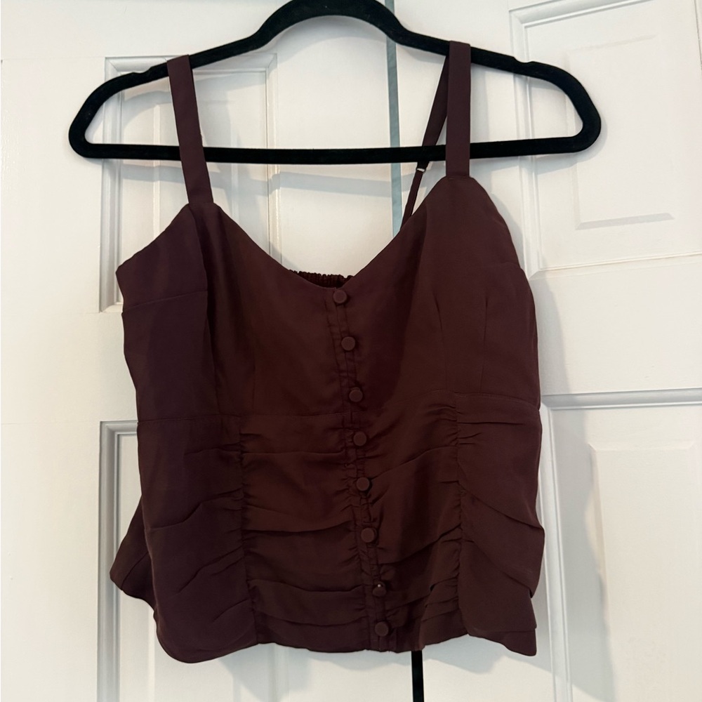 Women's Brown Button-Front Top